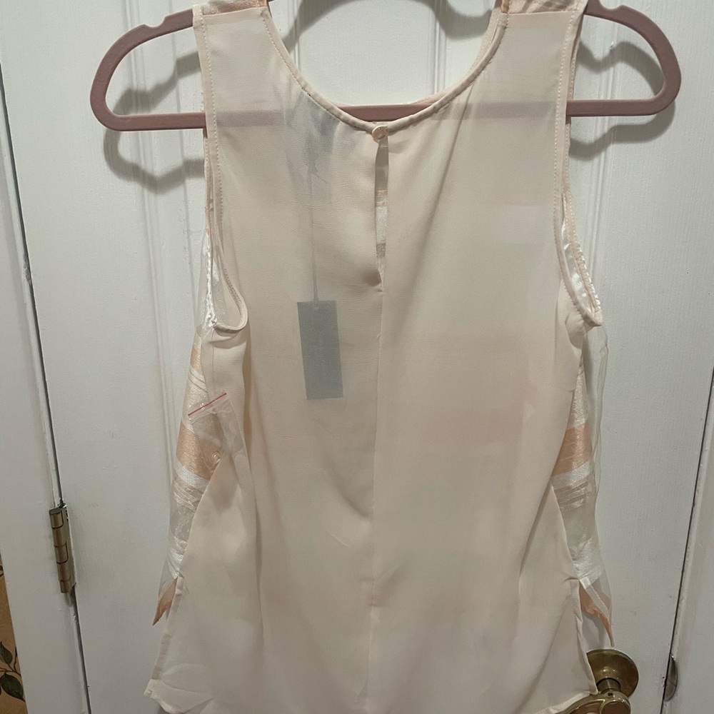 Romeo & Juliet Couture Sheer Striped Blouse - Cream and Tan - Picture 2 of 4